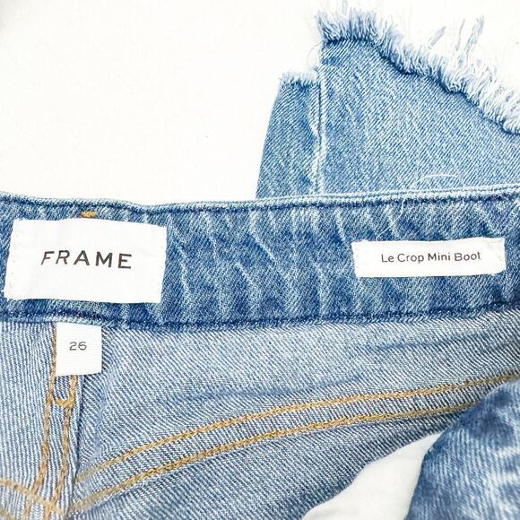 Frame Le Crop Mini Boot Ripped Raw Hem Denim Jeans Masonic Size 26 - Picture 6 of 8